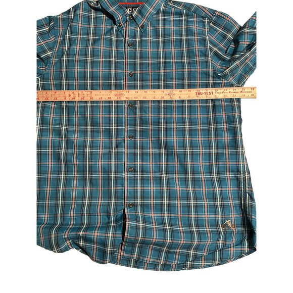 Chaps Long Sleeve Men’s Large Blue with Navy, Orange White Small Stripes - Picture 7 of 9